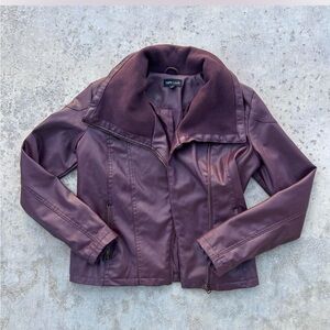 Burgundy Leather Moto Jacket
